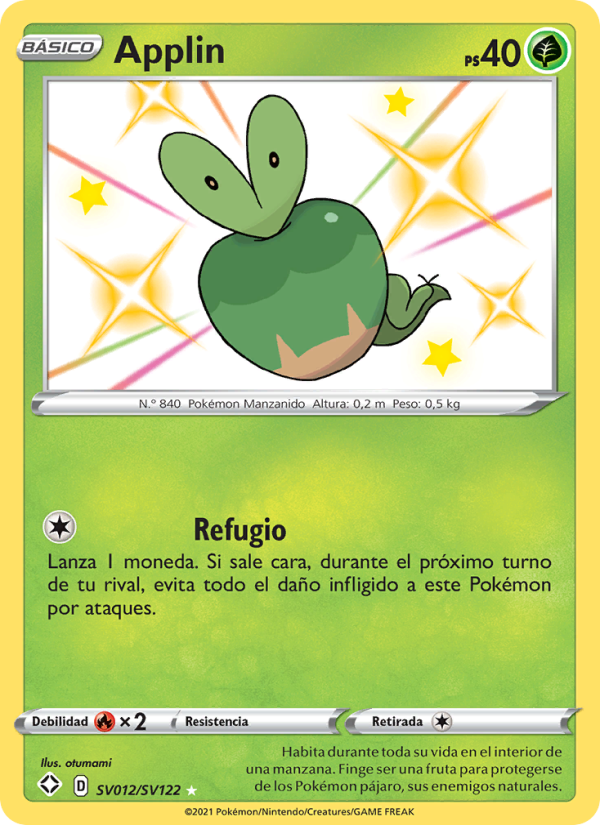 Applin SV012 — Destinos Brillantes (Spanish Pokémon TCG card)