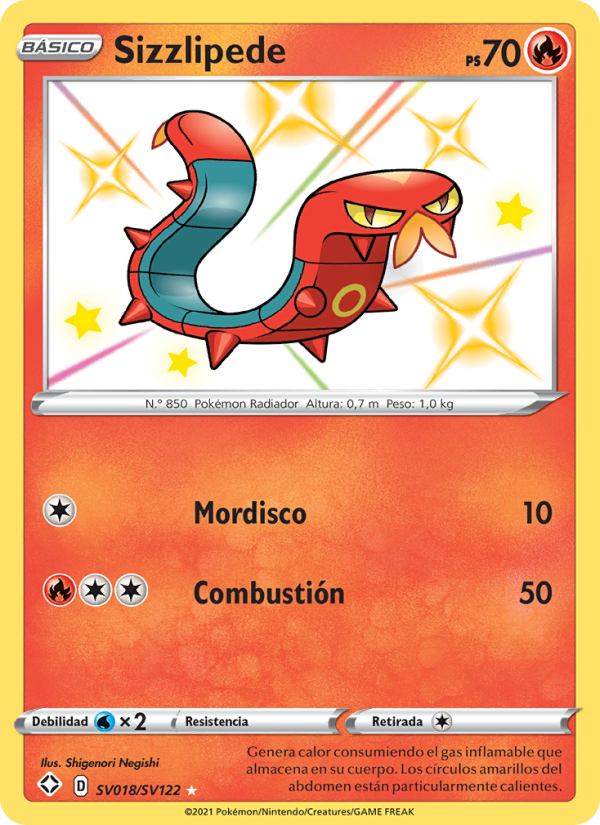 Sizzlipede SV018 — Destinos Brillantes (Spanish Pokémon TCG card)