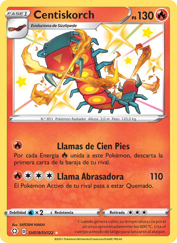 Centiskorch SV019 — Destinos Brillantes (Spanish Pokémon TCG card)