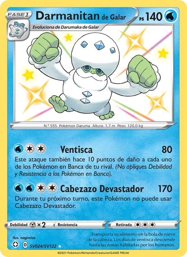 Darmanitan de Galar SV024 — Destinos Brillantes (Spanish Pokémon TCG card)