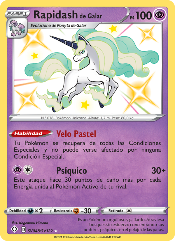 Rapidash de Galar SV048 — Destinos Brillantes (Spanish Pokémon TCG card)