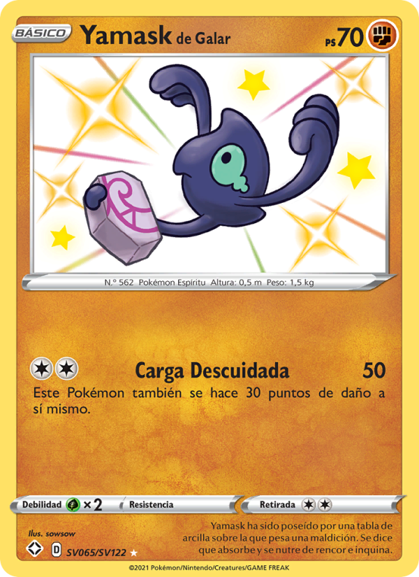 Yamask de Galar SV065 — Destinos Brillantes (Spanish Pokémon TCG card)