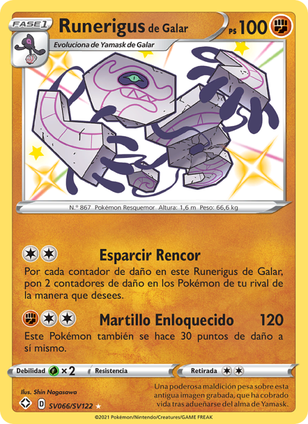 Runerigus de Galar SV066 — Destinos Brillantes (Spanish Pokémon TCG card)