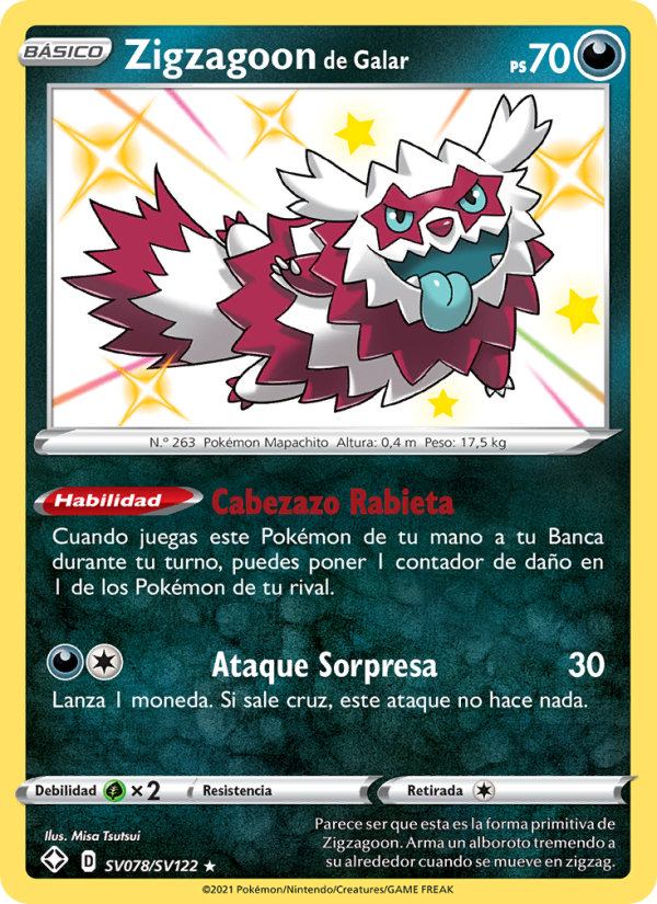 Zigzagoon de Galar SV078 — Destinos Brillantes (Spanish Pokémon TCG card)