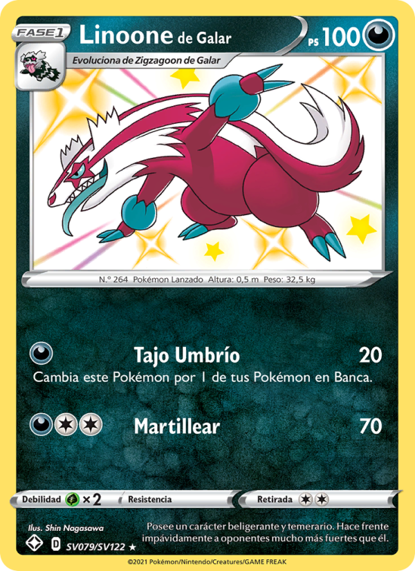 Linoone de Galar SV079 — Destinos Brillantes (Spanish Pokémon TCG card)
