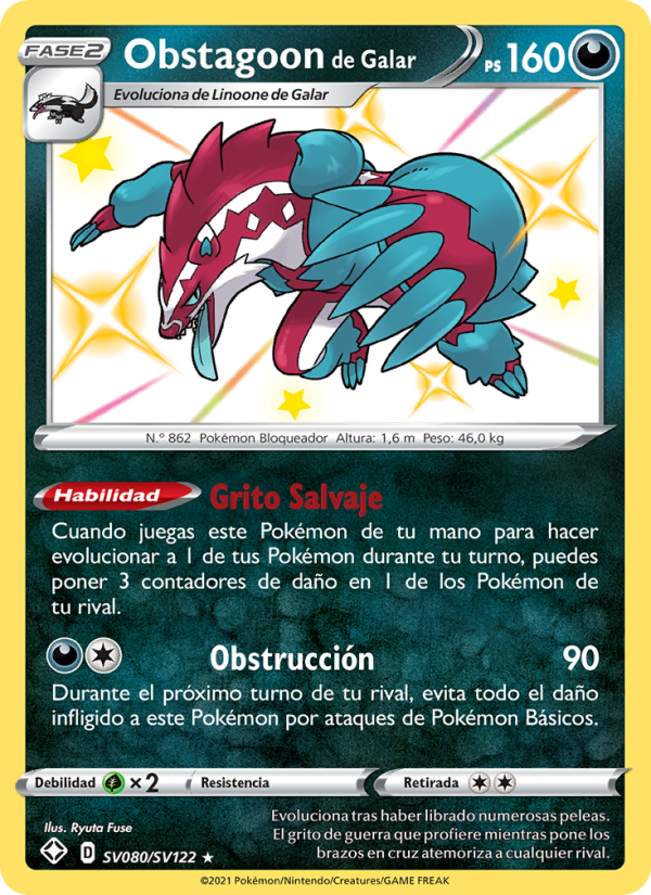 Obstagoon de Galar SV080 — Destinos Brillantes (Spanish Pokémon TCG card)