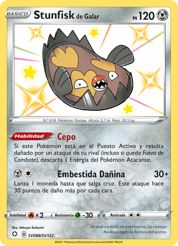 Stunfisk de Galar SV088 — Destinos Brillantes (Spanish Pokémon TCG card)