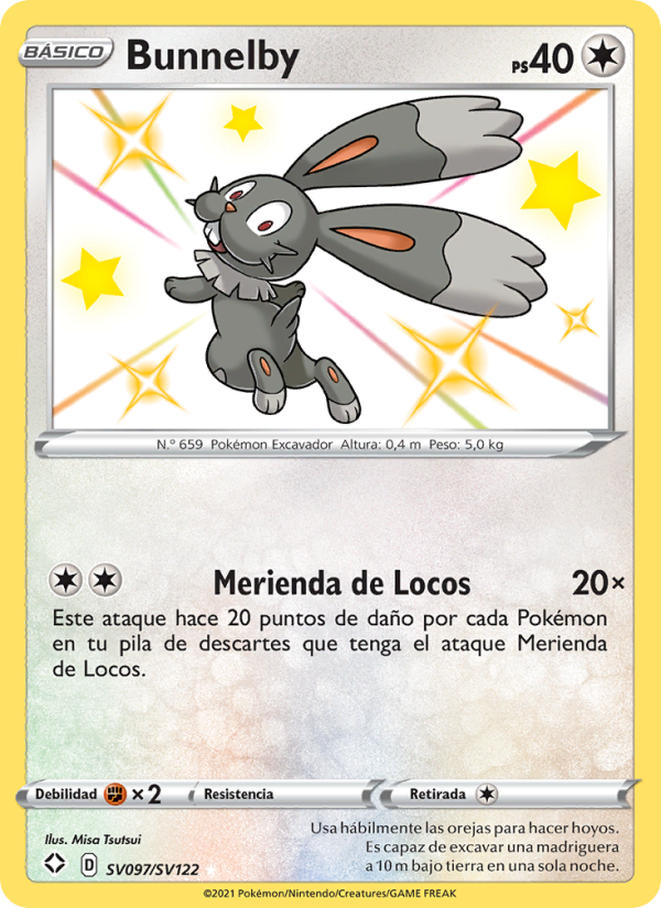Bunnelby SV097 — Destinos Brillantes (Spanish Pokémon TCG card)