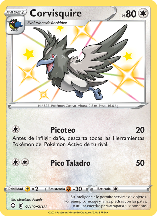 Corvisquire SV102 — Destinos Brillantes (Spanish Pokémon TCG card)