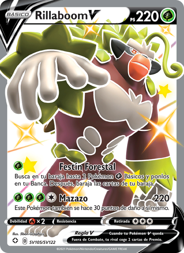 Rillaboom V SV105 — Destinos Brillantes (Spanish Pokémon TCG card)