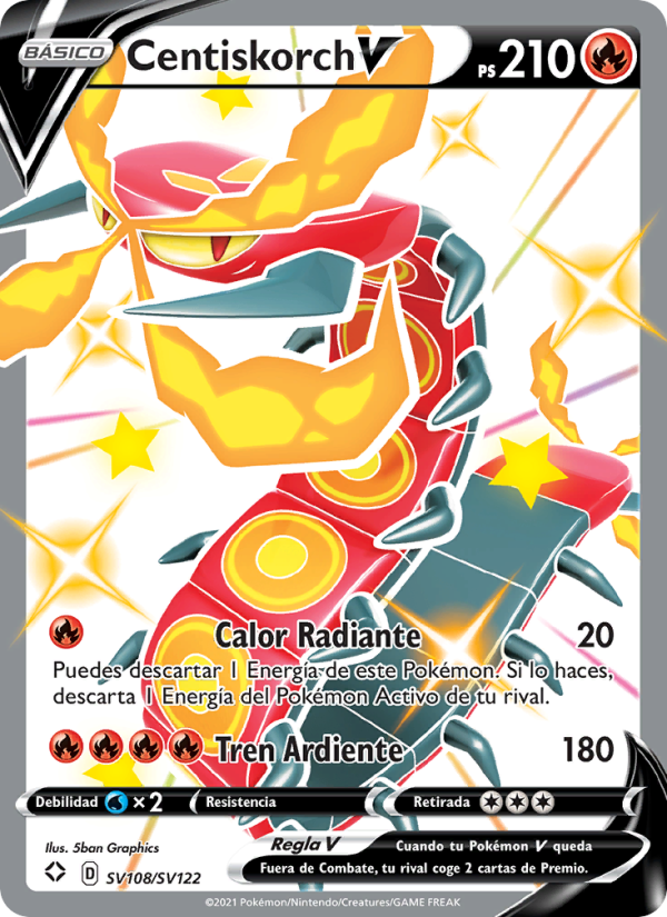 Centiskorch V SV108 — Destinos Brillantes (Spanish Pokémon TCG card)