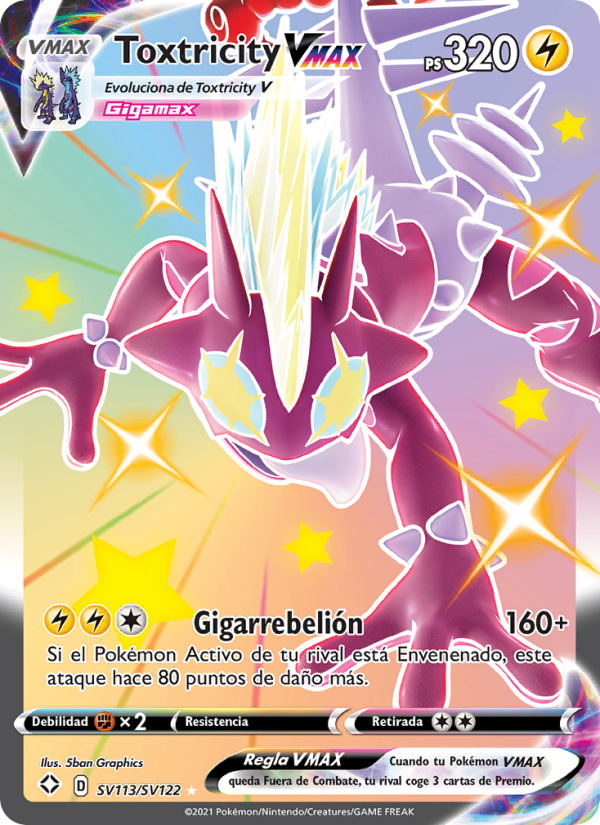Toxtricity VMAX SV113 — Destinos Brillantes (Spanish Pokémon TCG card)