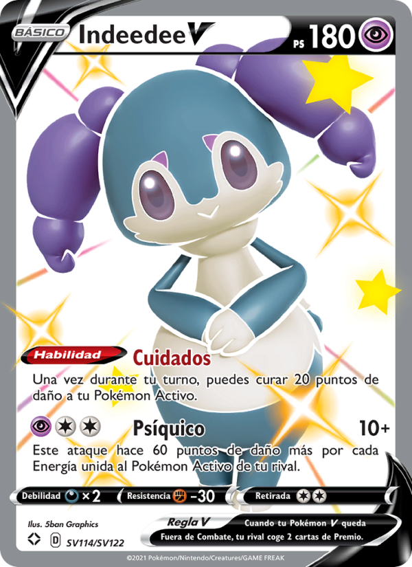 Indeedee V SV114 — Destinos Brillantes (Spanish Pokémon TCG card)