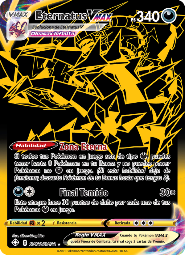 Eternatus VMAX SV122 — Destinos Brillantes (Spanish Pokémon TCG card)