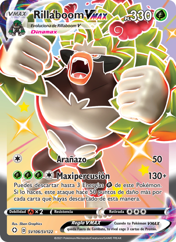 Rillaboom VMAX SV106 — Destinos Brillantes (Spanish Pokémon TCG card)