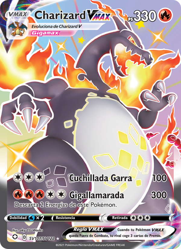 Charizard VMAX SV107 — Destinos Brillantes (Spanish Pokémon TCG card)