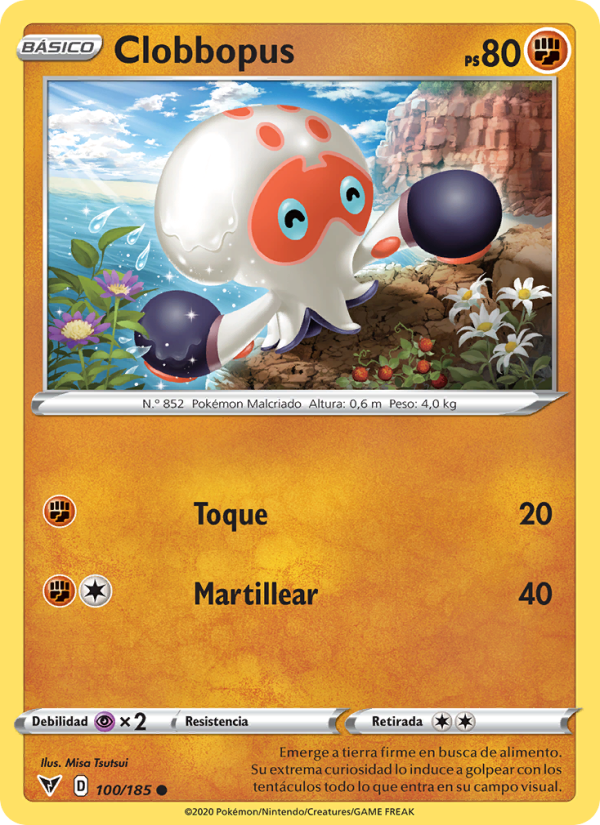 Clobbopus 100 — Voltaje Vívido (Spanish Pokémon TCG card)