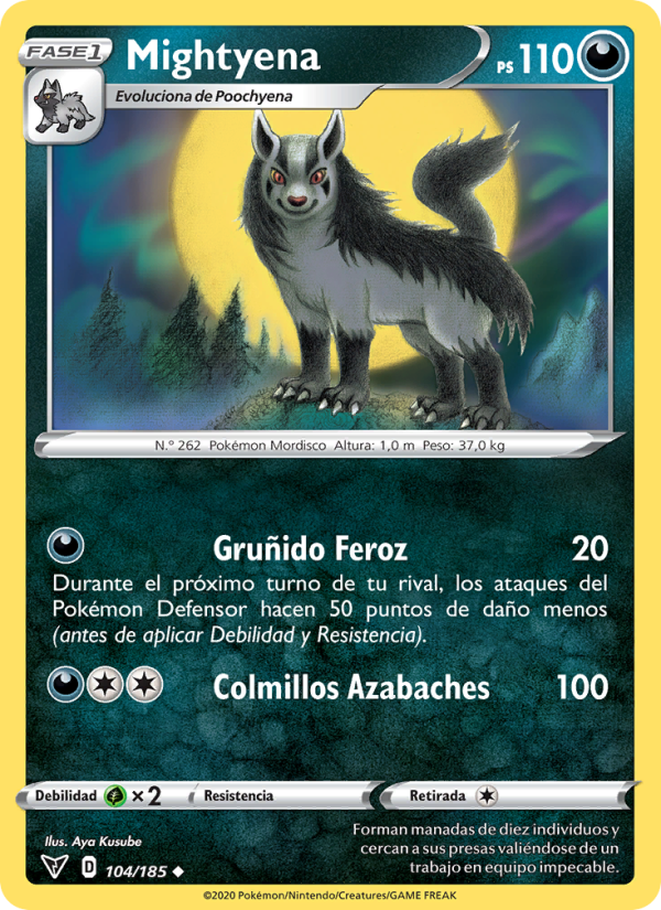 Mightyena 104 — Voltaje Vívido (Spanish Pokémon TCG card)