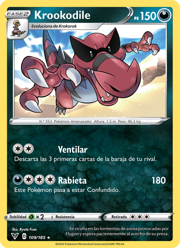 Krookodile 109 — Voltaje Vívido (Spanish Pokémon TCG card)