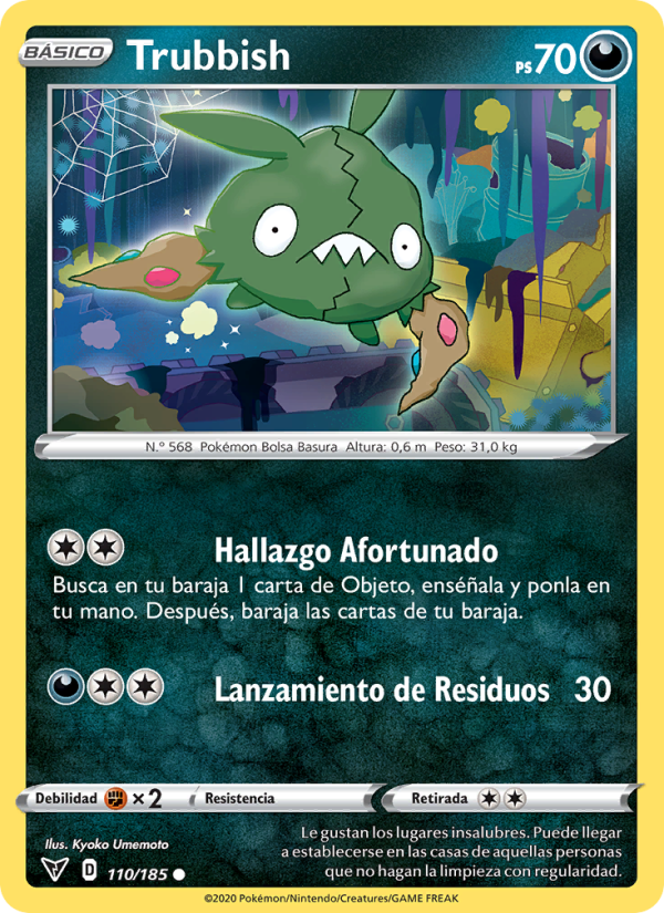 Trubbish 110 — Voltaje Vívido (Spanish Pokémon TCG card)