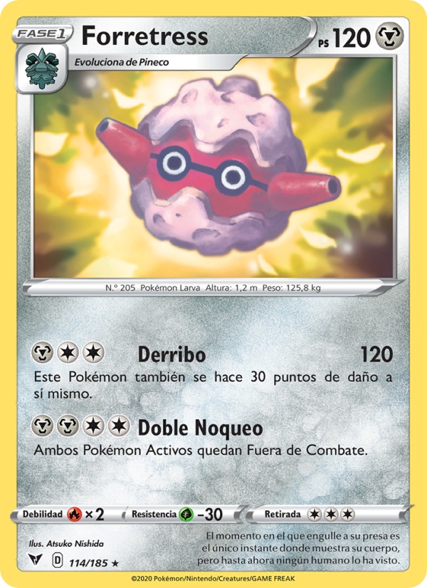 Forretress 114 — Voltaje Vívido (Spanish Pokémon TCG card)