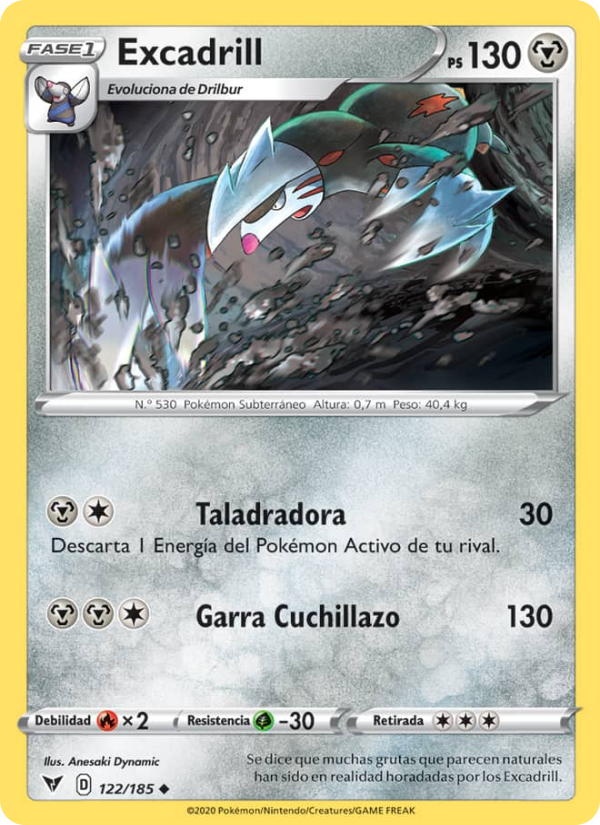 Excadrill 122 — Voltaje Vívido (Spanish Pokémon TCG card)