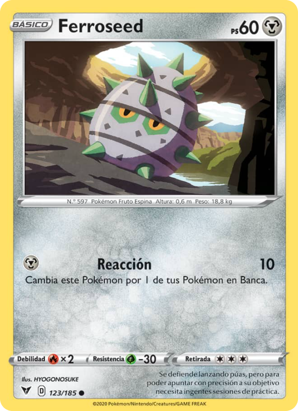 Ferroseed 123 — Voltaje Vívido (Spanish Pokémon TCG card)