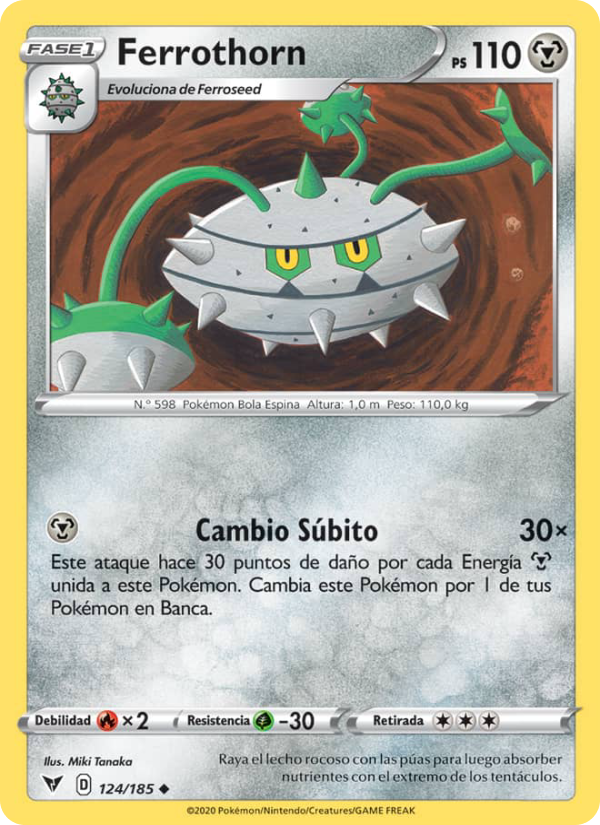 Ferrothorn 124 — Voltaje Vívido (Spanish Pokémon TCG card)