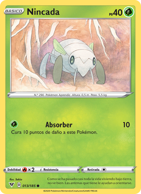 Nincada 13 — Voltaje Vívido (Spanish Pokémon TCG card)