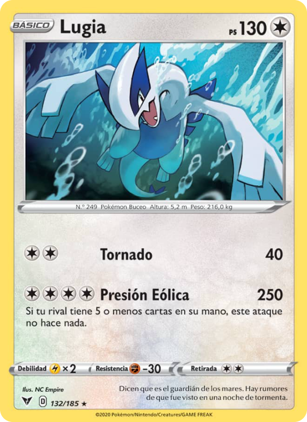 Lugia 132 — Voltaje Vívido (Spanish Pokémon TCG card)