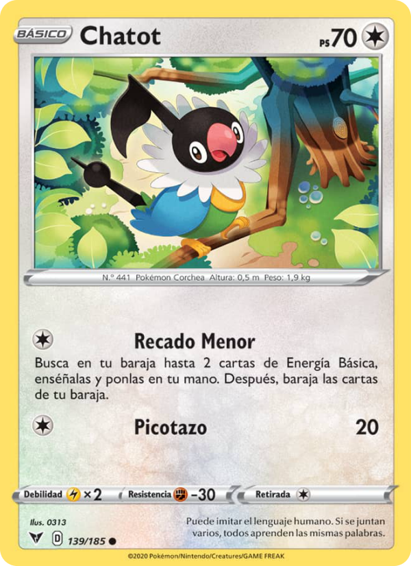 Chatot 139 — Voltaje Vívido (Spanish Pokémon TCG card)