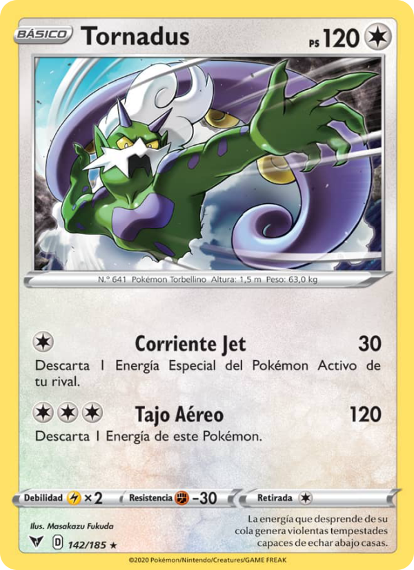 Tornadus 142 — Voltaje Vívido (Spanish Pokémon TCG card)