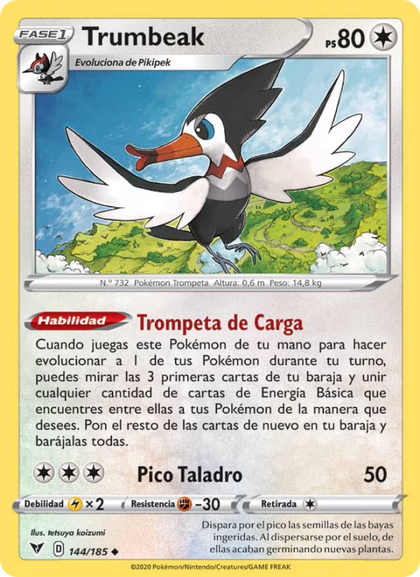 Trumbeak 144 — Voltaje Vívido (Spanish Pokémon TCG card)