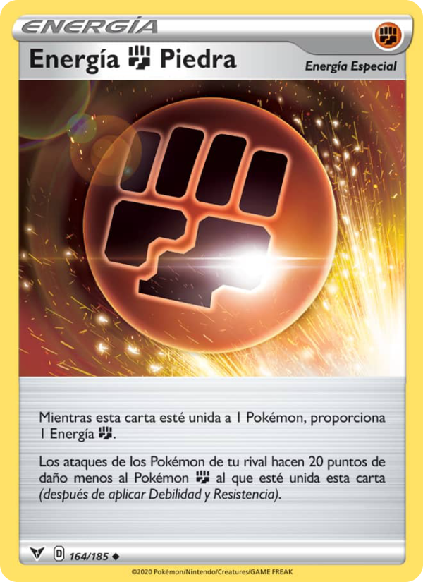 Energía Fighting Piedra 164 — Voltaje Vívido (Spanish Pokémon TCG card)
