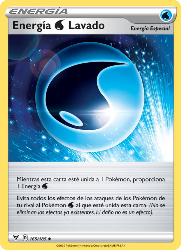 Energía Water Lavado 165 — Voltaje Vívido (Spanish Pokémon TCG card)