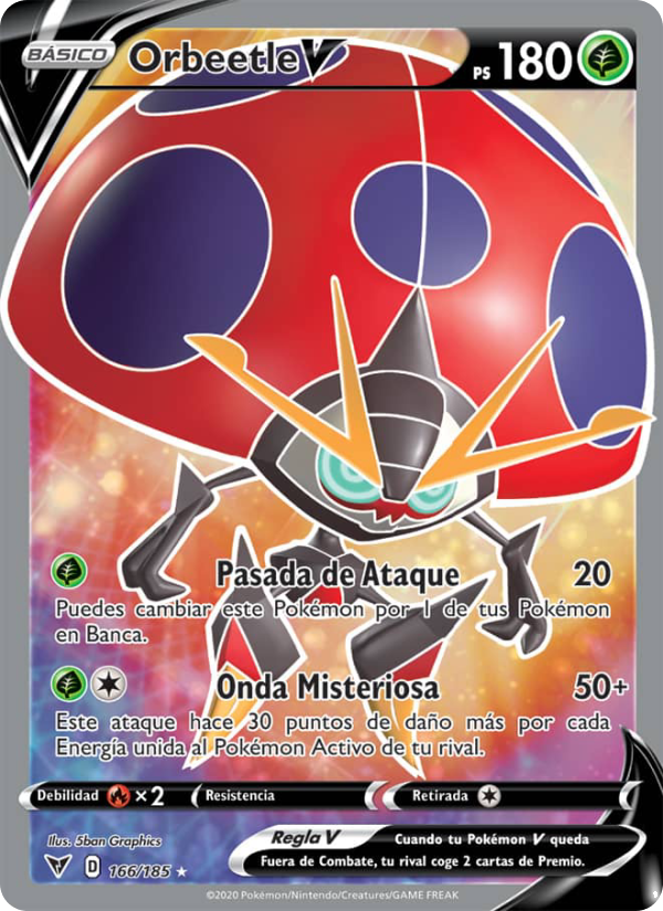 Orbeetle V 166 — Voltaje Vívido (Spanish Pokémon TCG card)