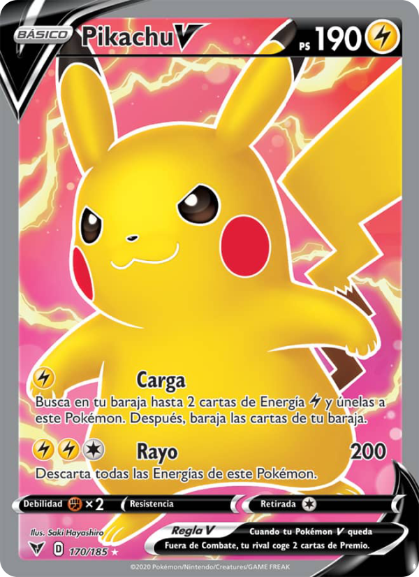 Pikachu V 170 — Voltaje Vívido (Spanish Pokémon TCG card)