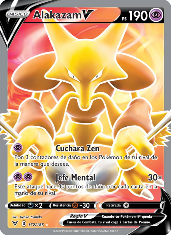 Alakazam V 172 — Voltaje Vívido (Spanish Pokémon TCG card)