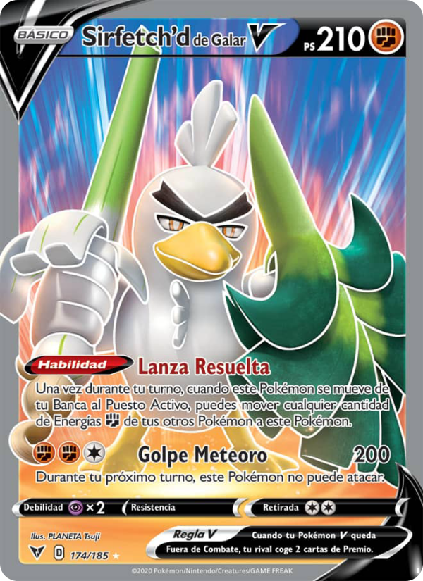 Sirfetch'd de Galar V 174 — Voltaje Vívido (Spanish Pokémon TCG card)