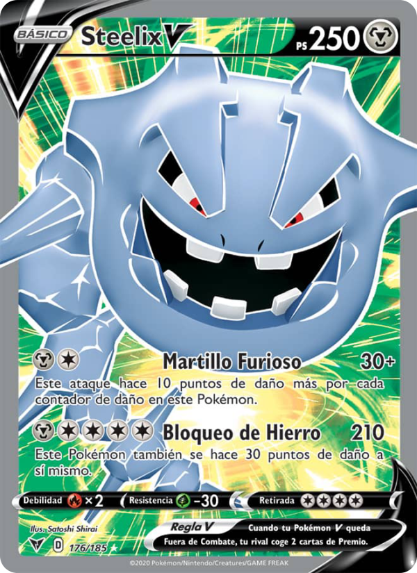 Steelix V 176 — Voltaje Vívido (Spanish Pokémon TCG card)