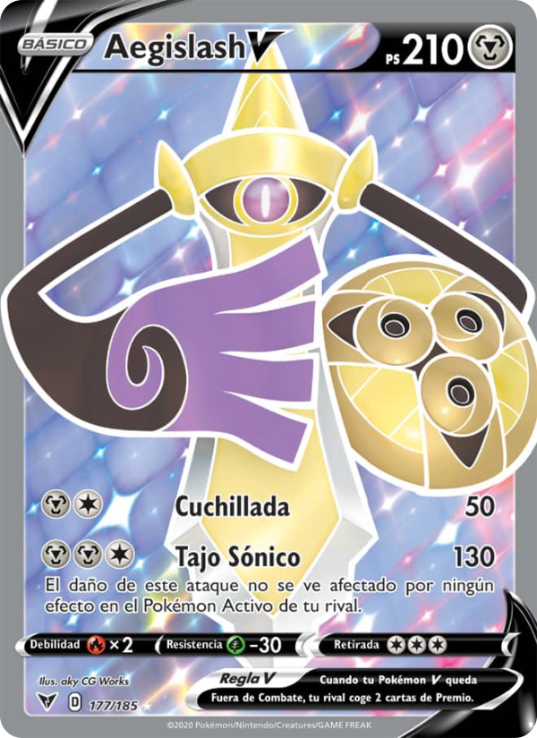 Aegislash V 177 — Voltaje Vívido (Spanish Pokémon TCG card)