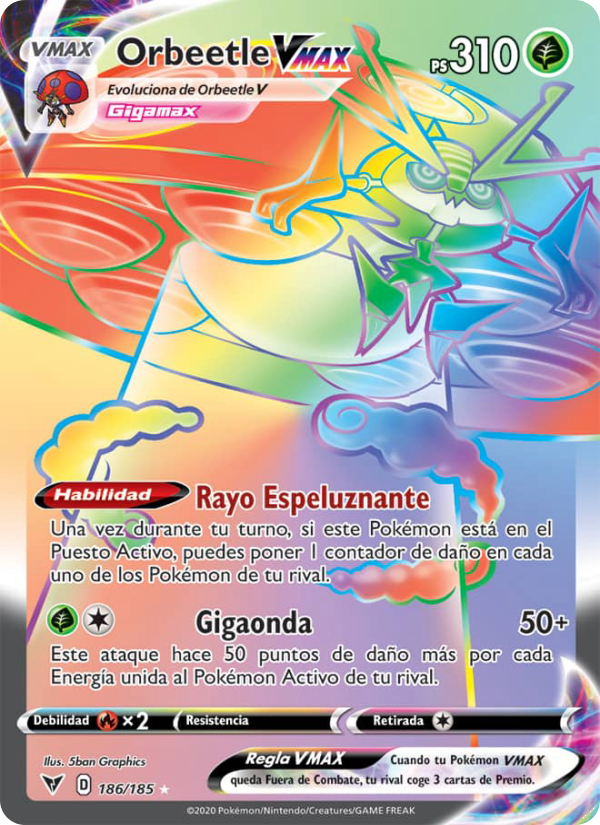Orbeetle VMAX 186 — Voltaje Vívido (Spanish Pokémon TCG card)