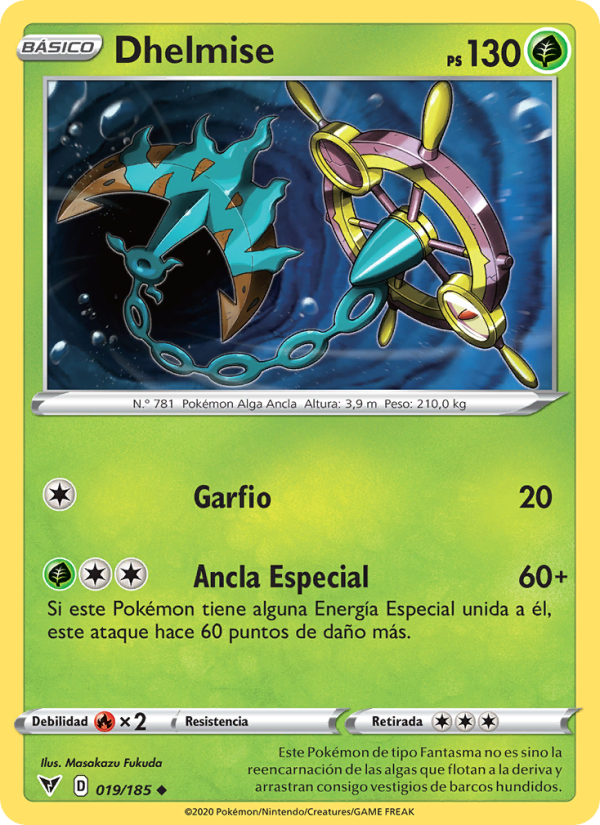 Dhelmise 19 — Voltaje Vívido (Spanish Pokémon TCG card)