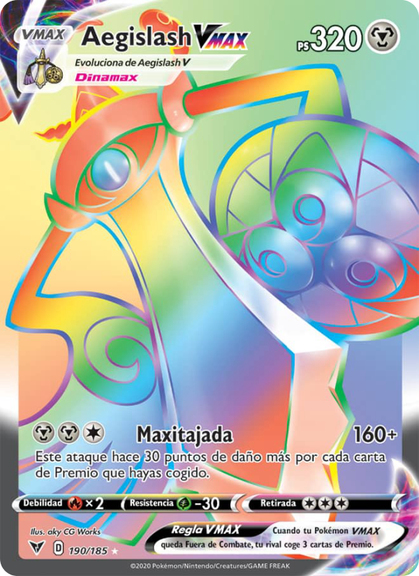 Aegislash VMAX 190 — Voltaje Vívido (Spanish Pokémon TCG card)
