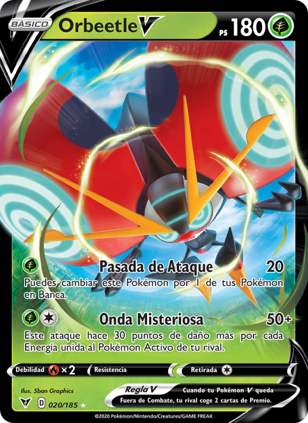Orbeetle V 20 — Voltaje Vívido (Spanish Pokémon TCG card)