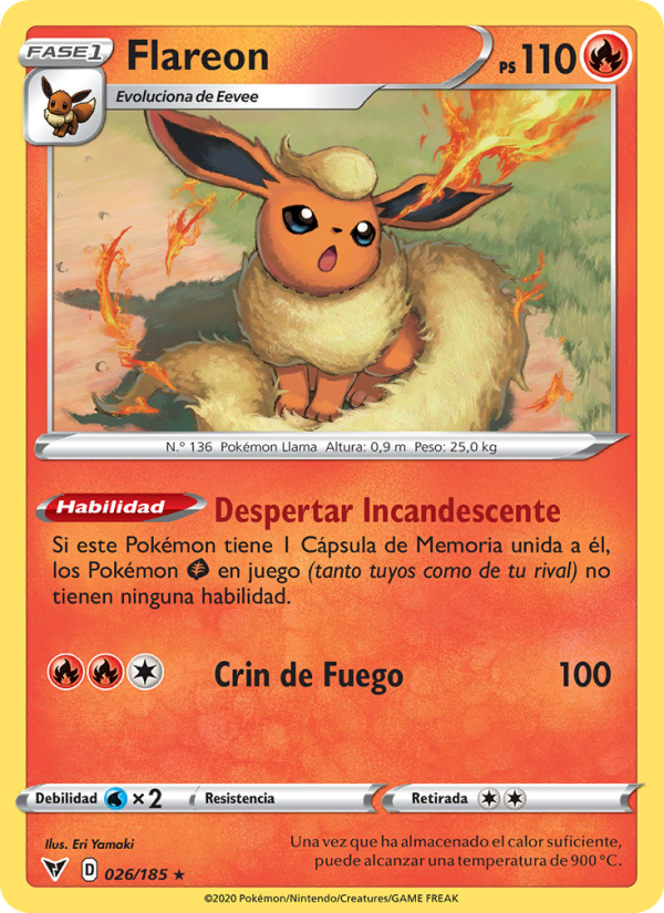 Flareon 26 — Voltaje Vívido (Spanish Pokémon TCG card)