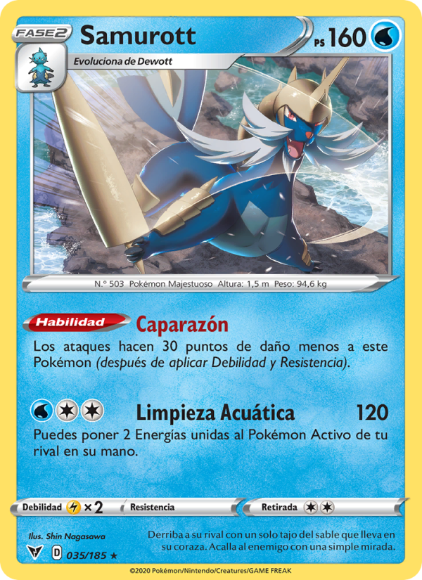 Samurott 35 — Voltaje Vívido (Spanish Pokémon TCG card)