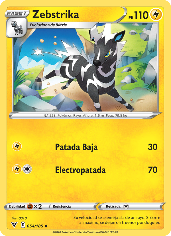 Zebstrika 54 — Voltaje Vívido (Spanish Pokémon TCG card)