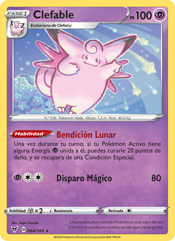 Clefable 64 — Voltaje Vívido (Spanish Pokémon TCG card)