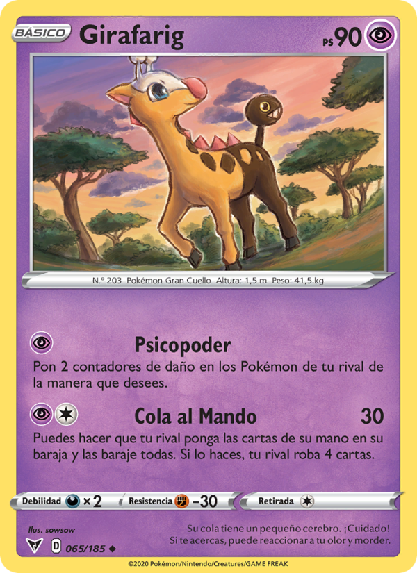 Girafarig 65 — Voltaje Vívido (Spanish Pokémon TCG card)